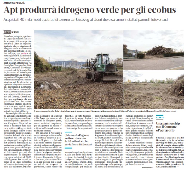 APT Gorizia ha acquistato un terreno in zona Lisert Monfalcone. Un investimento per un trasporto sempre più sostenibile