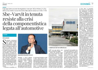 SBE-Varvit in tenuta resiste alla crisi della componentistica legata all’automotive