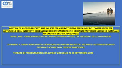 contributi a fondo perduto per la riduzione dei consumi energetici