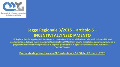 Incentivi all’insediamento – misura straordinaria – rivolta alle micro/piccole – medie – grandi imprese