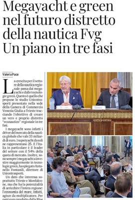 Megayacht e green nel futuro distretto della nautica FVG. Un piano in tre fasi