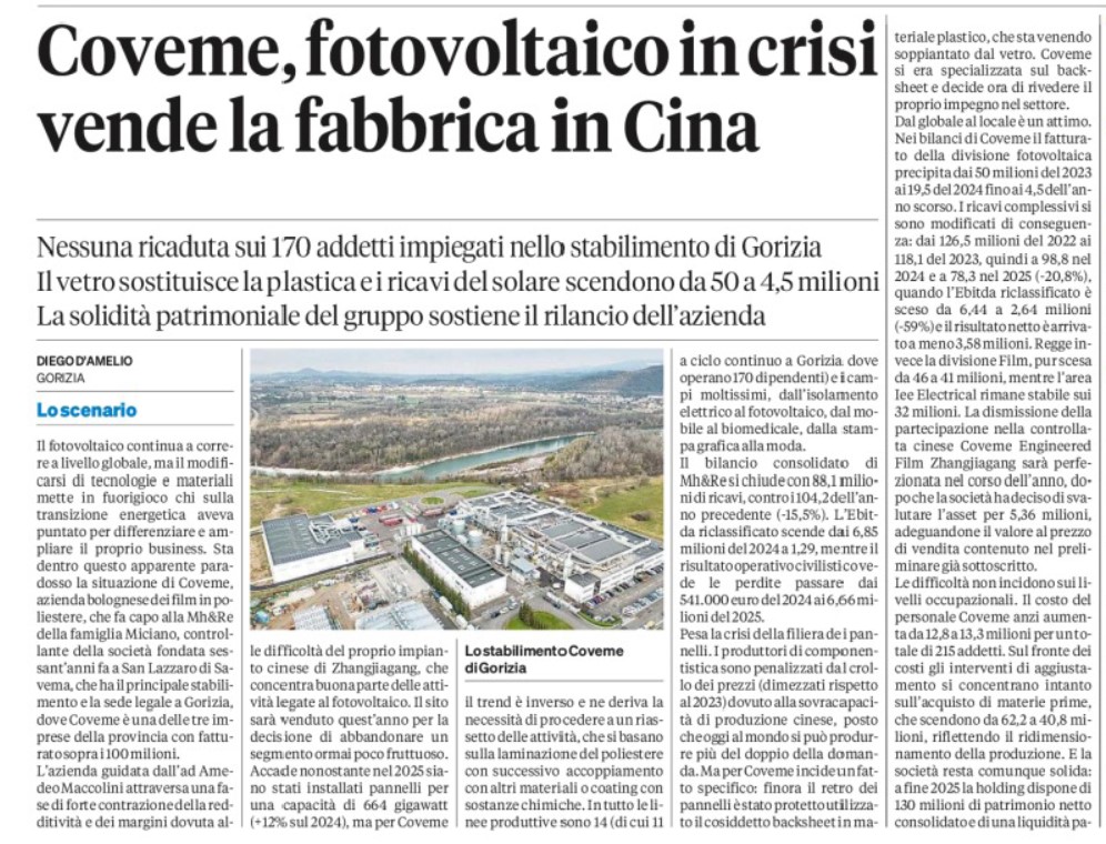 Notizie dalle aziende insediate – COVEME Gorizia